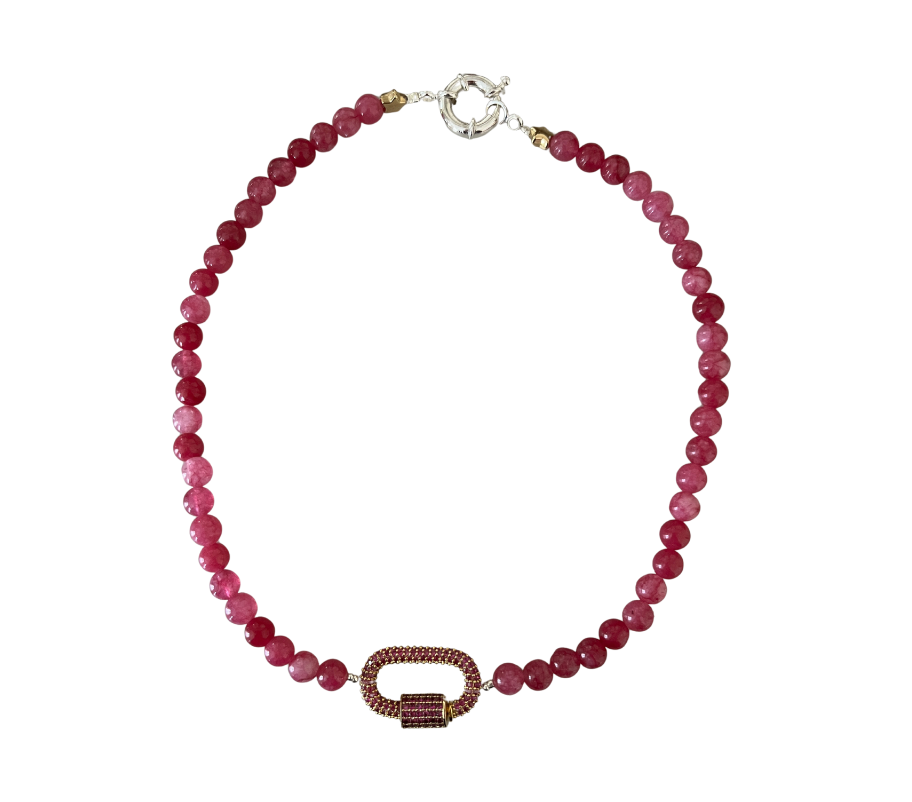 Hot Pink Carabiner Necklace