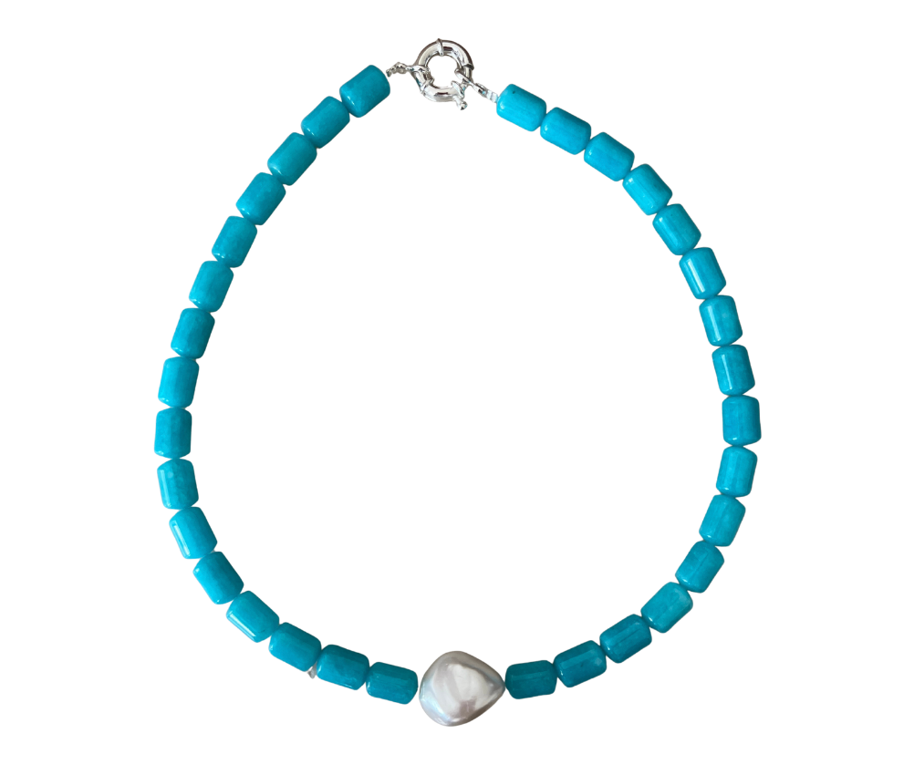 Tropical Blue Pearl Necklace