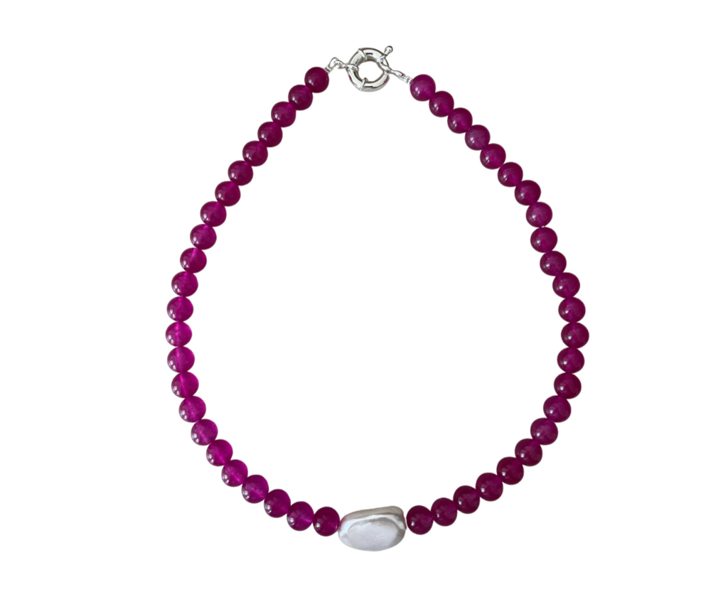 Magenta Pearl Necklace